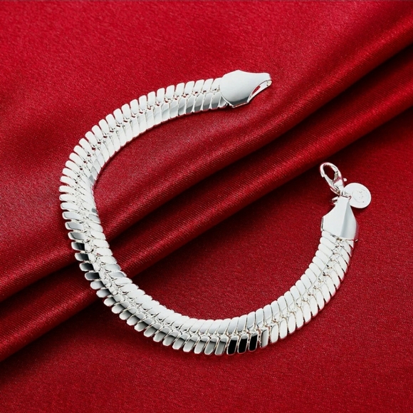 FINAL SALE Silver 10mm. Snake Bracelet - Picture 1 of 3